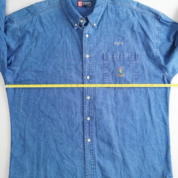 Vintage Chaps Ralph Lauren Denim Button Down Shirt Long Sleeve Mens Size XL - Picture 12 of 14